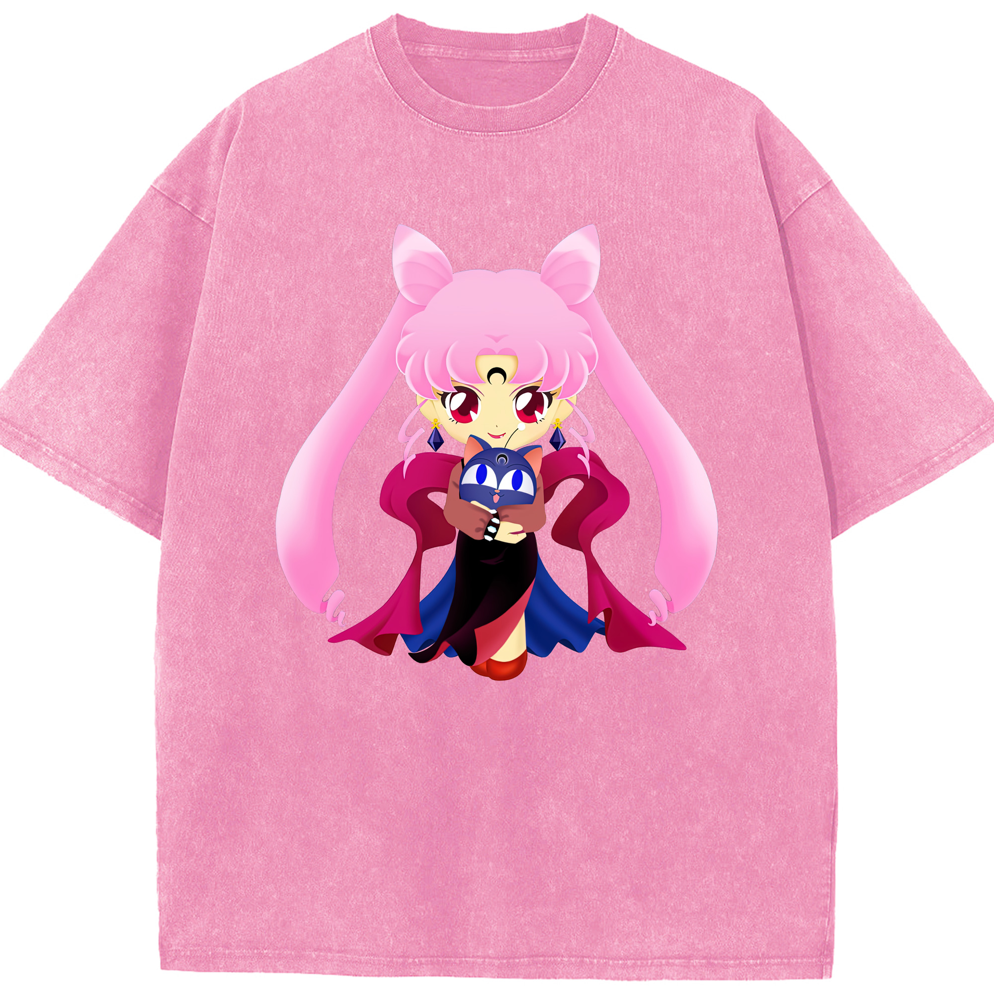 （画像用） 美少女戦士セーラームーン ちびうさ Sailor Moon Chibiusa Tsukino Usagi Small Lady Serenity 綿100% ヴィンテージ風 半袖Tシャツ（フロントプリント）
